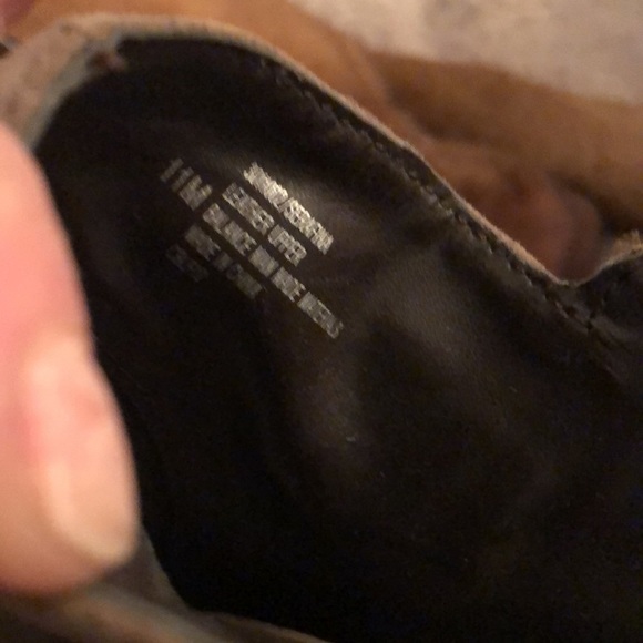 Sofft size 11 brown & tan suede bootie w/ stacked heel rubber grip sole - Picture 10 of 15